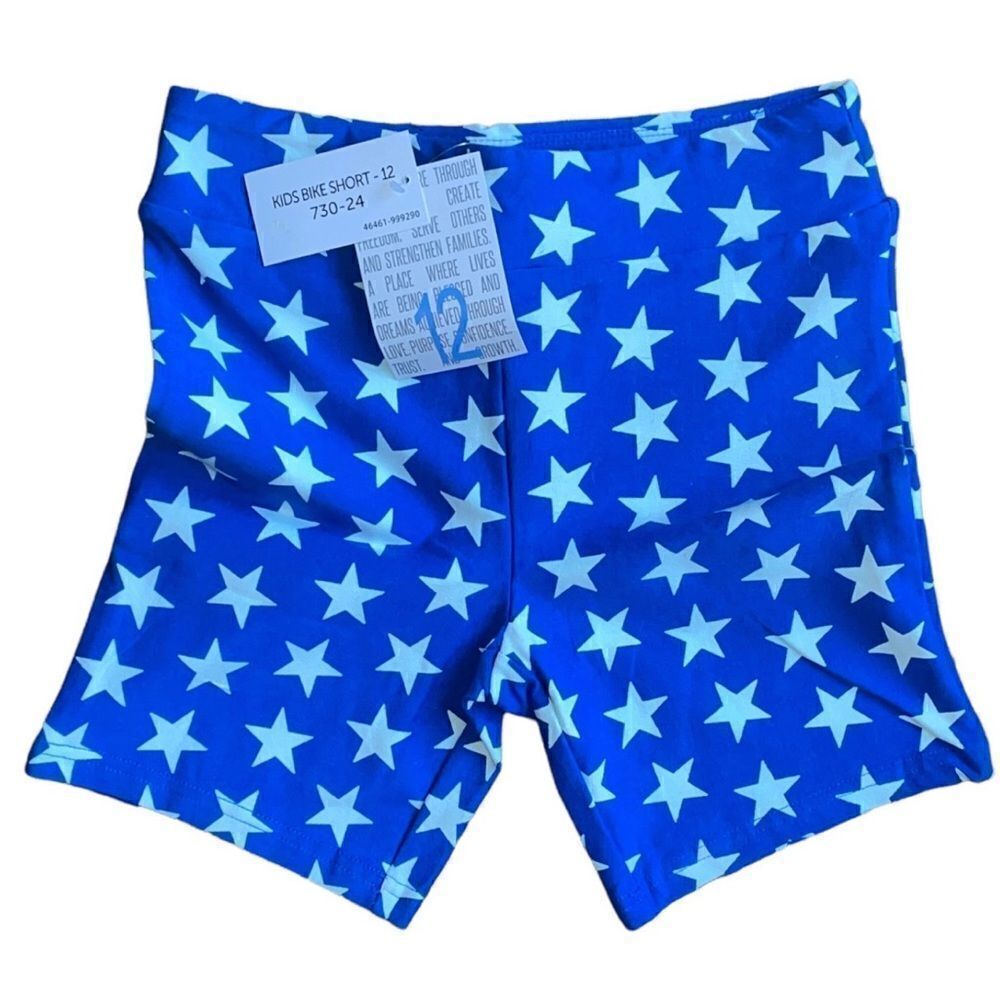 LuLaRoe Size 12 Kids Biker Shorts •Americana Collection• Blue w/White Stars •NWT